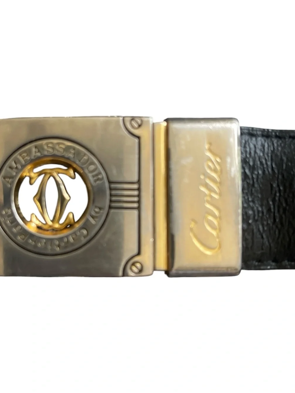 Vintage Cartier Ambassador by Cartier Paris Reversible Leather Belt 38”